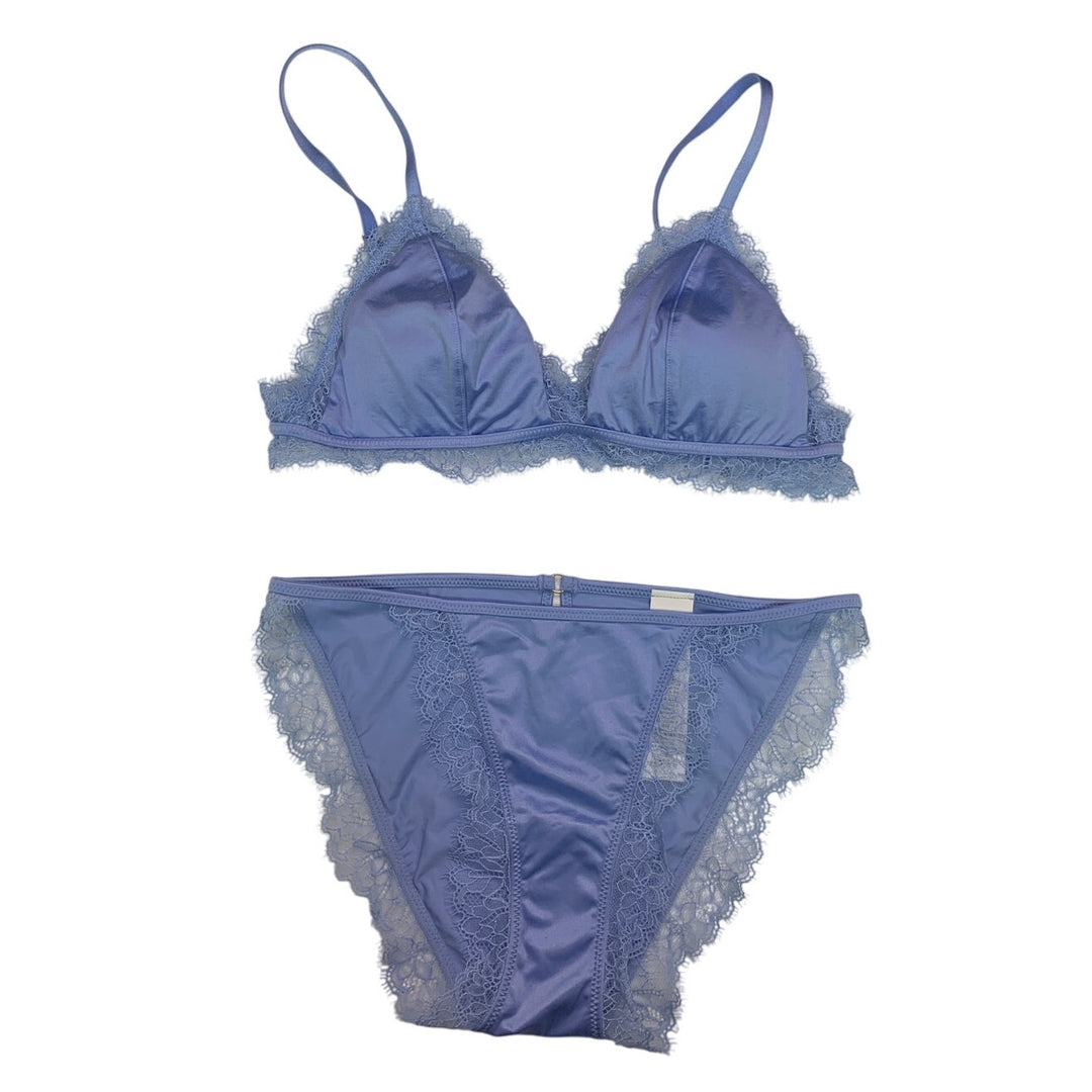 New Aerie Womens Small Wire Free Padded Back Clasp Bra Lace Bikini Underwear Set
