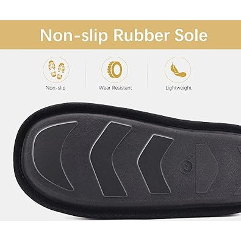 Oncai Men Size 11 Gray Soft Cotton Blend Memory Foam Slide On Mule Slipper Shoes