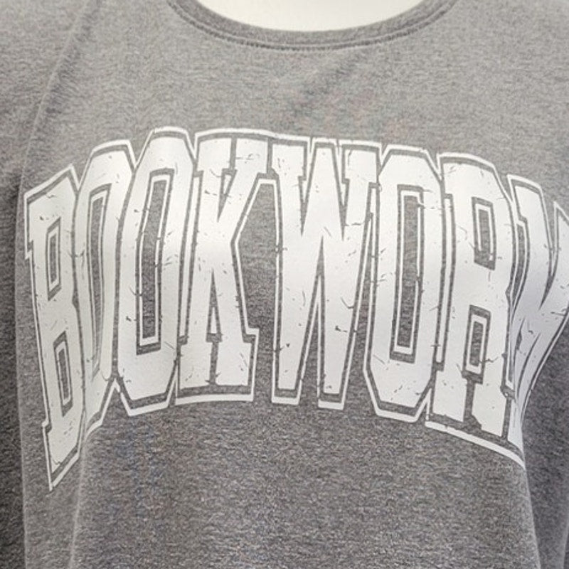 Hand Printed Upcycled Womens XL Bookworm Short Sleeve Crew Neck Tee Shirt