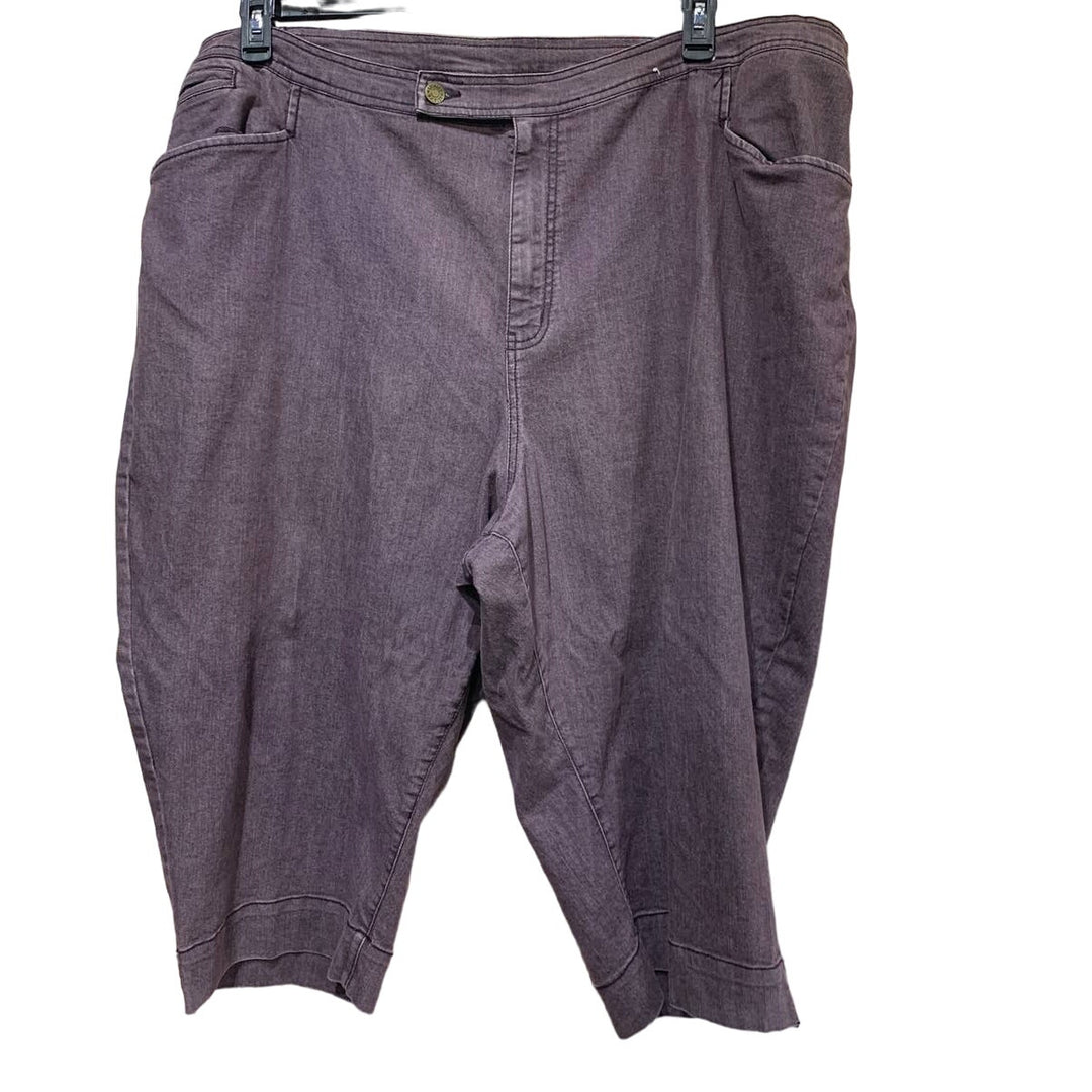 Liz &amp; Me Plus Size 32W Faded Purple Denim Cotton Stretch Capri Pants w Pockets