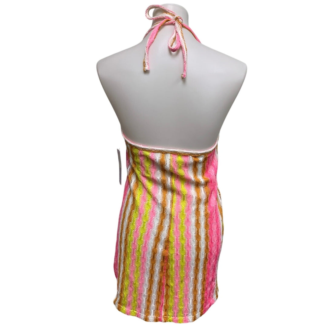 Wild Fable Juniors 4X Back Neck Tie Stripe Swim Cover Up Sheath Halter Dress