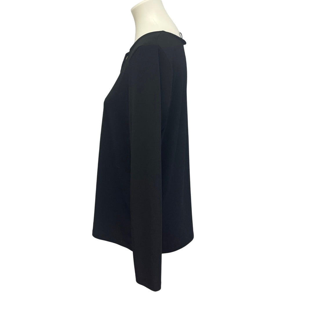 Tahari Womens Large Long Sleeve Flowy Polyester Blend V-Neck Basic Top Blouse