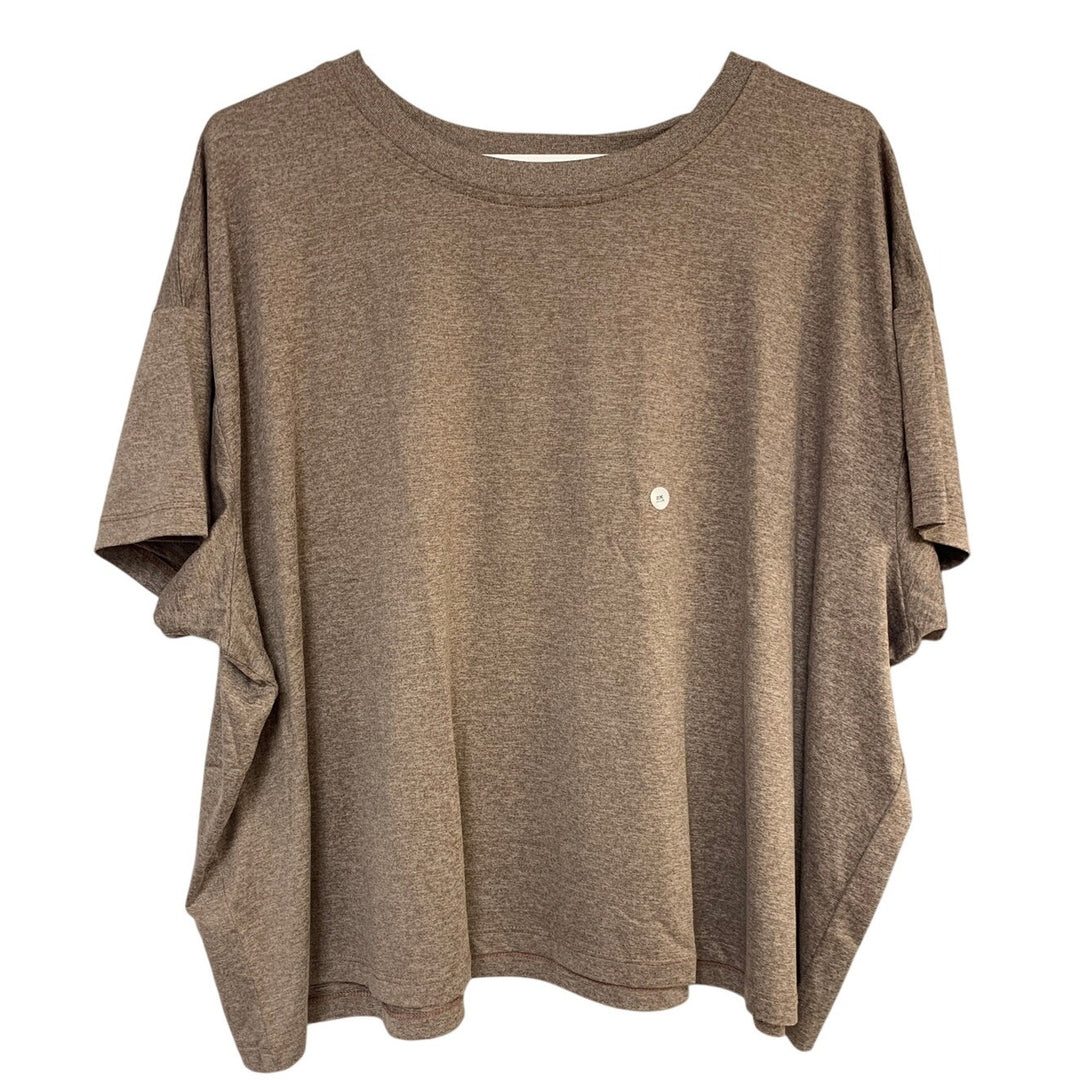 2 New Eddie Bauer Womens 2XL Tempo Blue Tan Hoodie Surreal Travel Crew Tee Tops