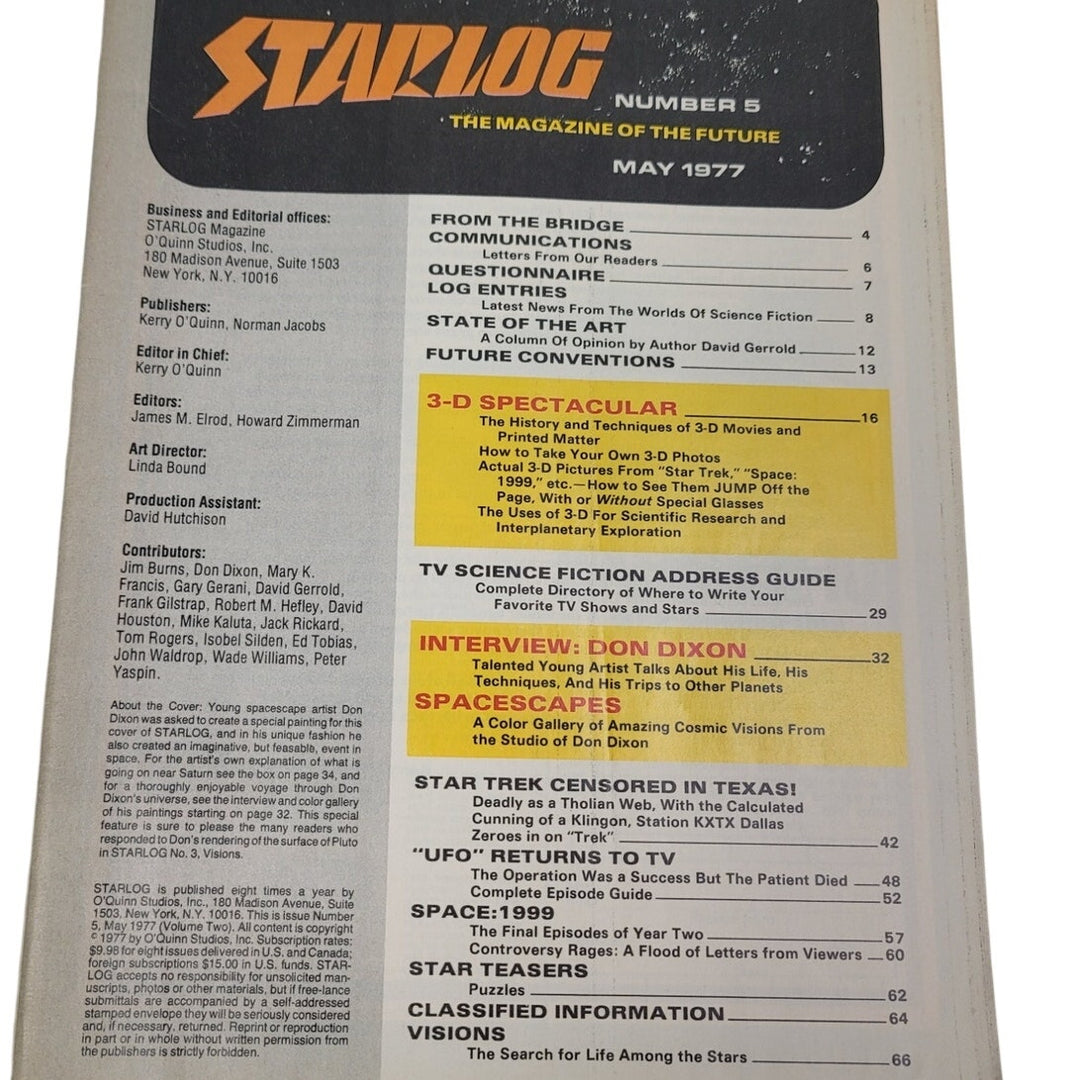 Vintage May 1977 Starlog The Magazine of the Future 
