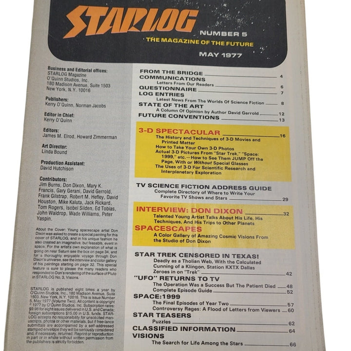 Vintage May 1977 Starlog The Magazine of the Future 