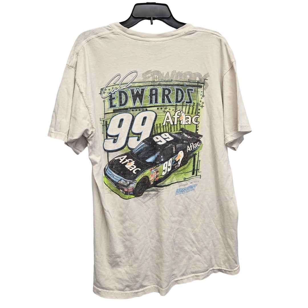 Carl Edwards 99 Aflac Mens Large Heavy Cotton Short Sleeve Crew Neck Tee Shirt