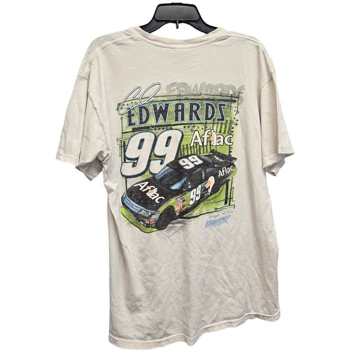 Carl Edwards 99 Aflac Mens Large Heavy Cotton Short Sleeve Crew Neck Tee Shirt