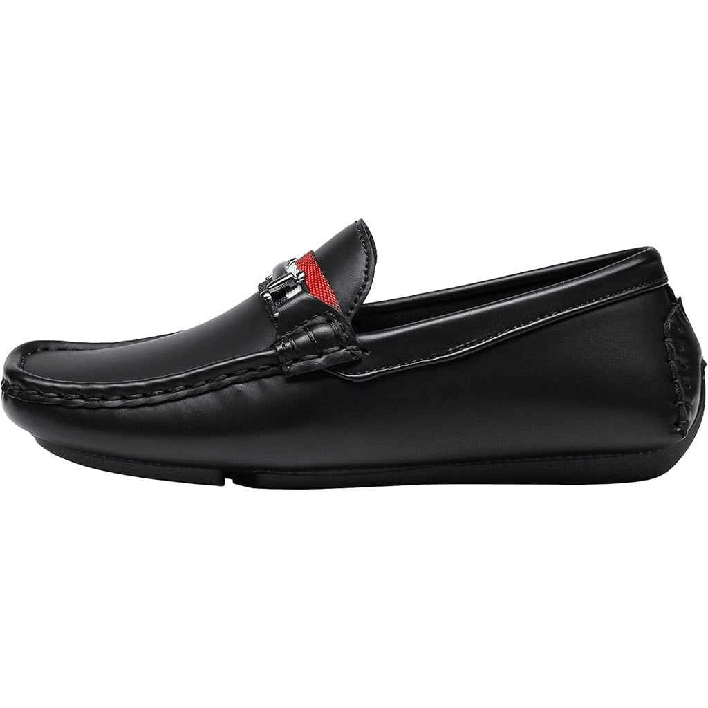 Bruno Marc Little Boys Size 2 Black Faux Leather Loafer Slip-On Dress Shoes