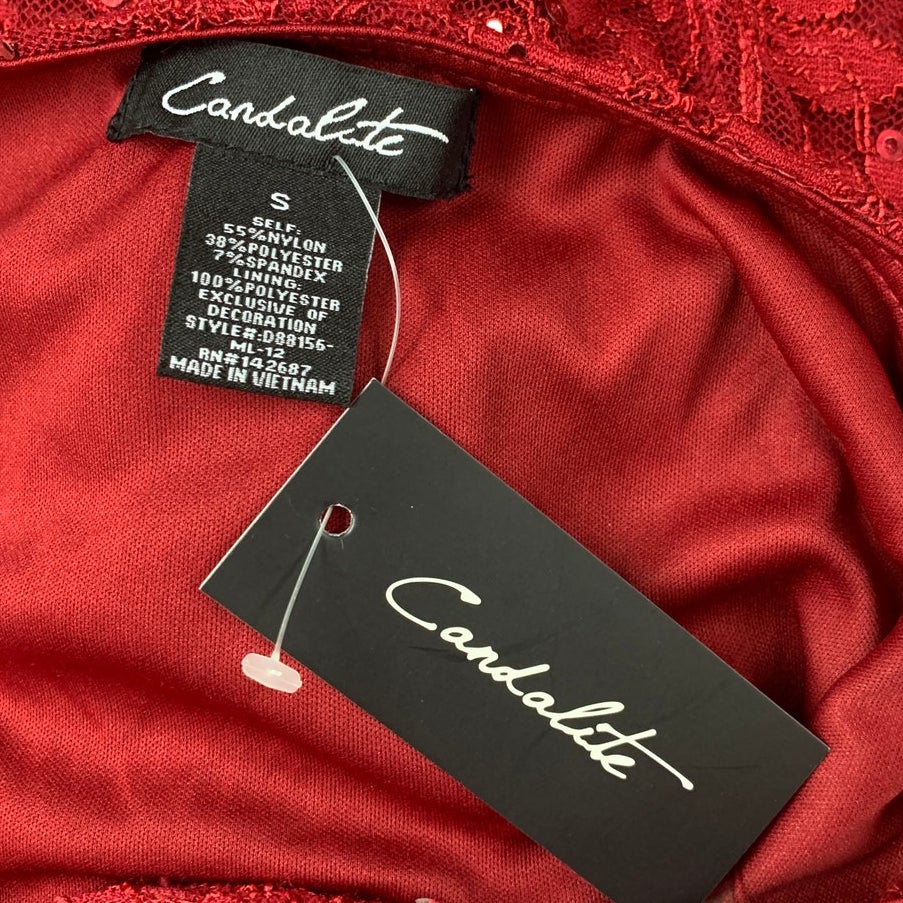 NWT New Candalite Womens Small Floral Sequin Cold Shoulder Lined Maxi Dress