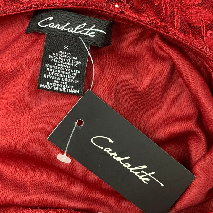 NWT New Candalite Womens Small Floral Sequin Cold Shoulder Lined Maxi Dress