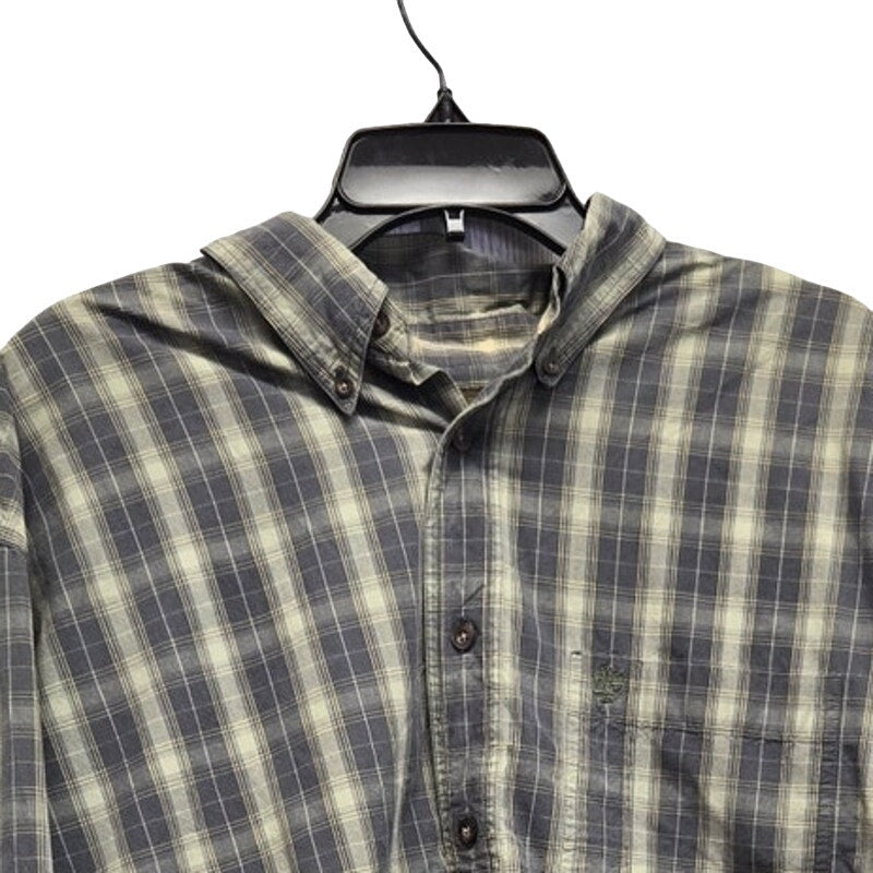 Timberland Mens Large Cotton Plaid Long Sleeve Button Down Shirt w Front Pocket