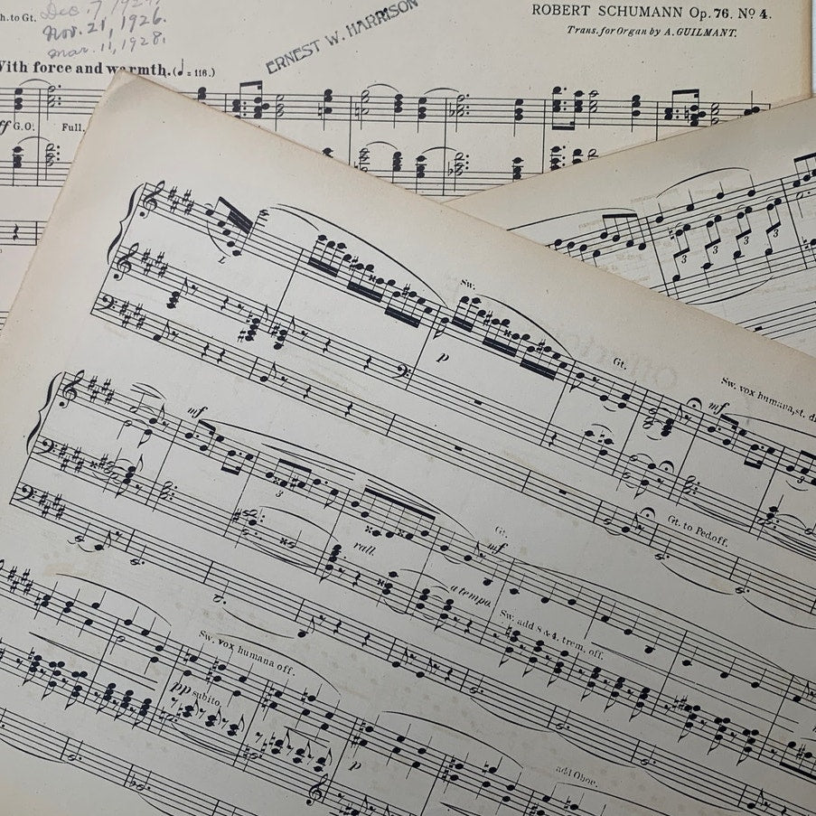 40+ Vintage Sheet Music Dictionary Pages for Scrapbooking Card Making Craft Lot