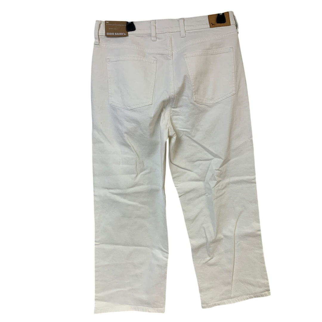 New Eddie Bauer Womens 14 White Authentic Voyager Everyday Crop High Rise Jeans
