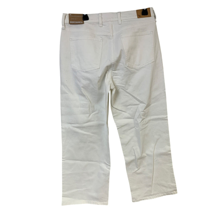 New Eddie Bauer Womens 14 White Authentic Voyager Everyday Crop High Rise Jeans