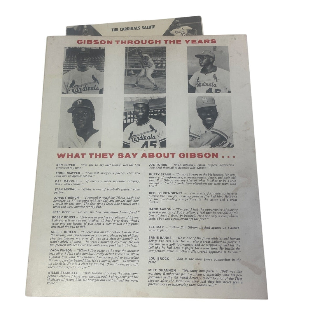 Vintage 1972 St Louis Baseball Cardinals Bob Gibson 211th Win Program and Photos