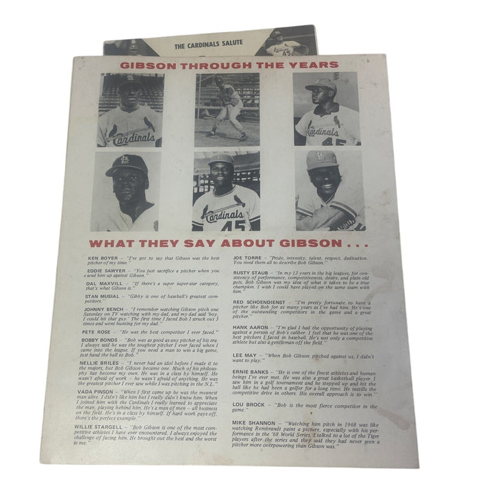 Vintage 1972 St Louis Baseball Cardinals Bob Gibson 211th Win Program and Photos