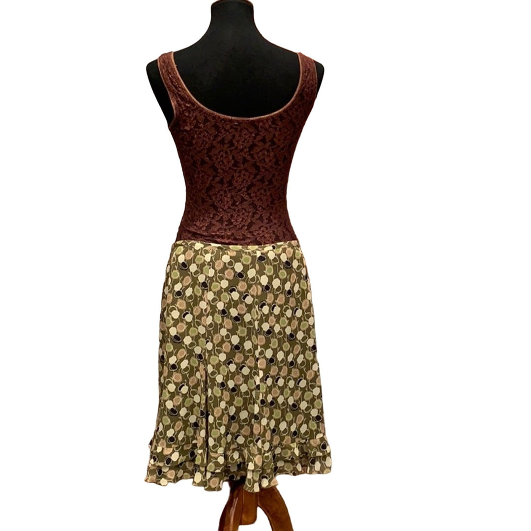 LOFT Petites 12P Flowy Knee Length Polka Dot Circle Skirt w Lacy Tank Top
