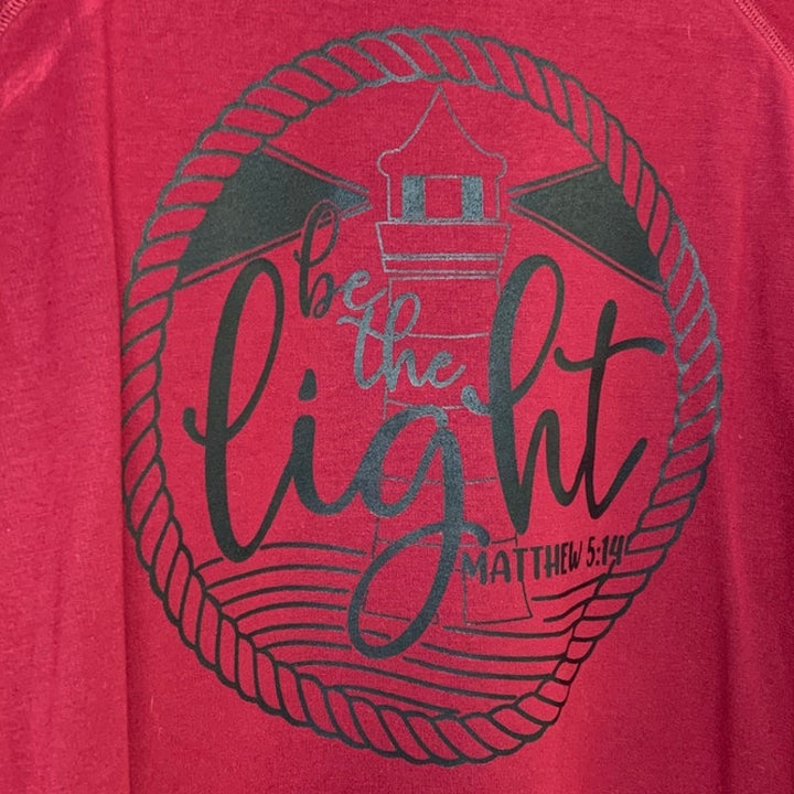 Upcycled Hand Printed Womens Medium Lighthouse Jesus Be The Light Sweatshirt