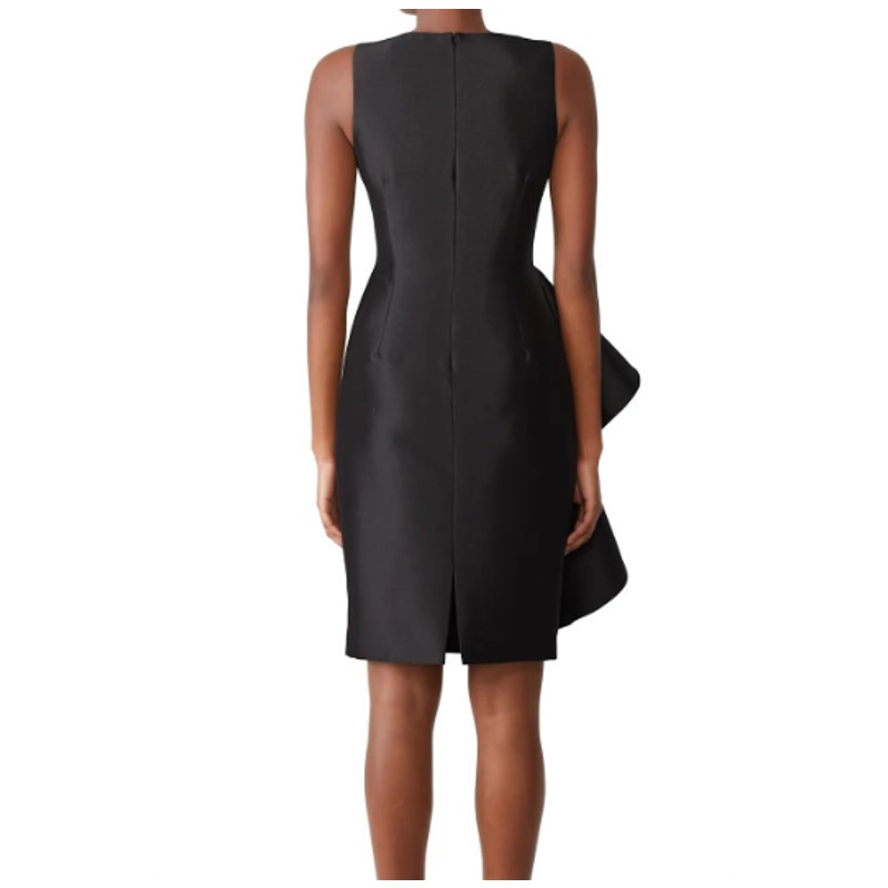 Badgley Mischka Womens Size 8 Black Side Ruffle Knee Length LBD Sheath Dress