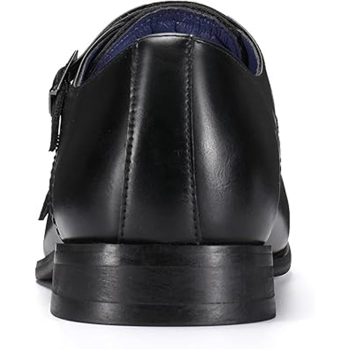 Bruno Marc Mens 12W Wide Black Faux Leather Monk Strap Slide On Loafer Shoes