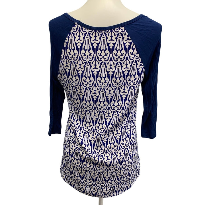 MM MM MM Womens Small Solid Long Sleeve Scrollwork Lightweight PolyBlend Top