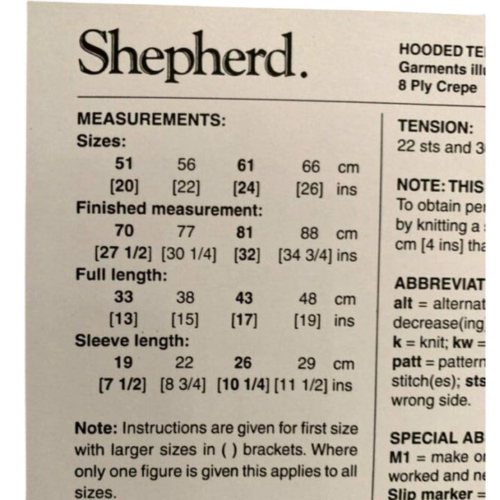 New Shepherd 2004 Hooded Teddy Jacket Drop Shoulder Sweater Knitting Pattern