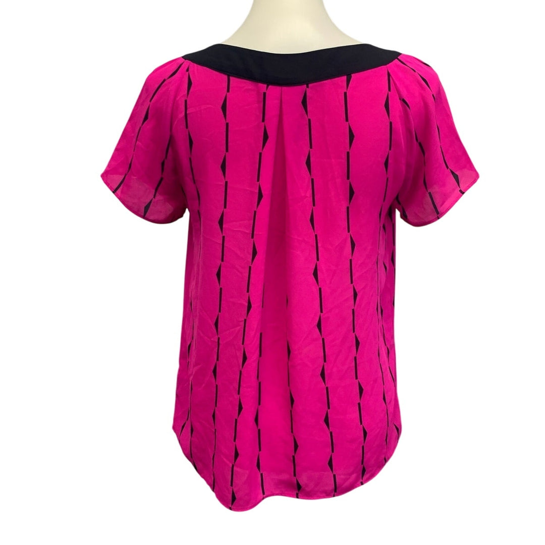 Worthington Womens Medium Notched V Neck Short Sleeve Career Blouse Top