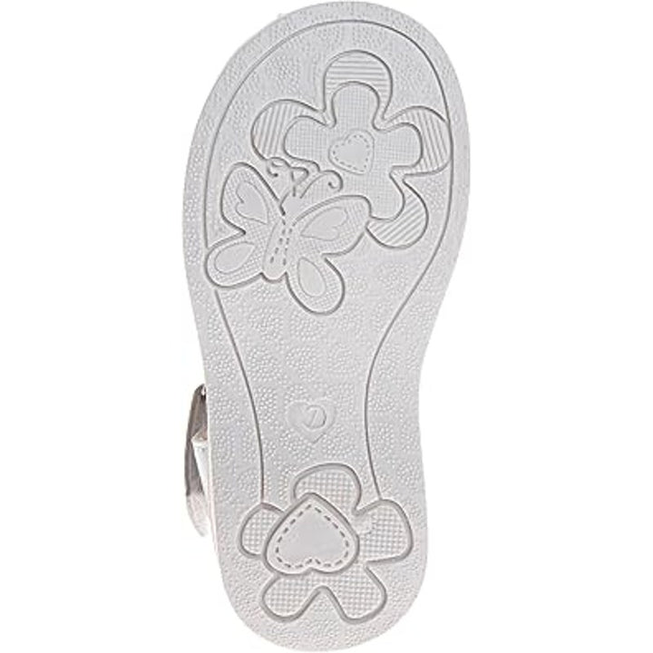 Laura Ashley Toddler Girls Size 7 White Sparkle Flower Hook Loop Flat Sandals