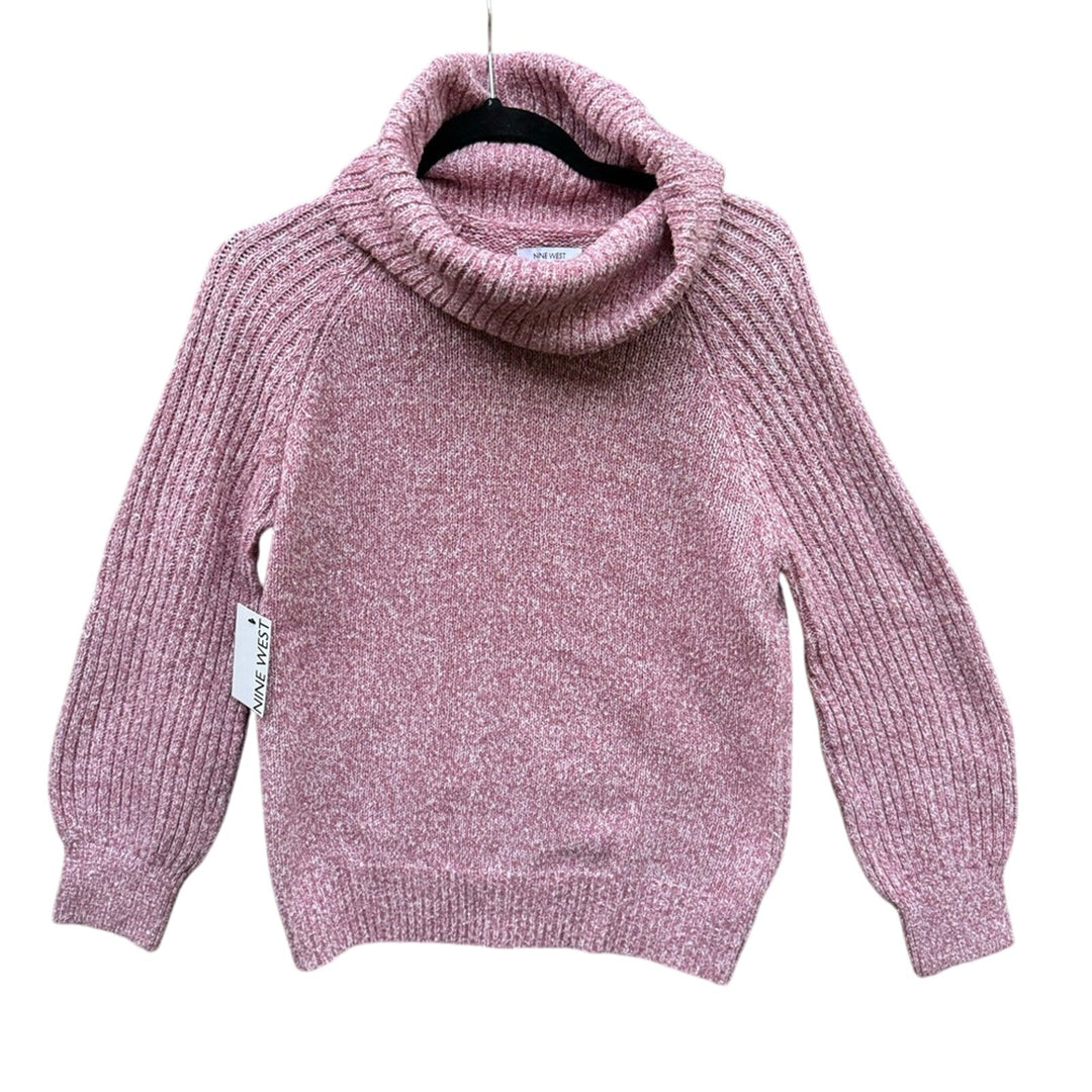 NWT New Nine West Womens Small Mauve Marled Cowl Neck Long Sleeve Knit Sweater