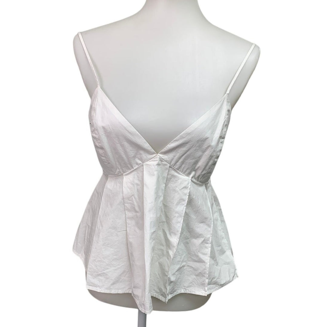 New American Eagle Womens Medium White Back Button Thin Strap Deep V Top