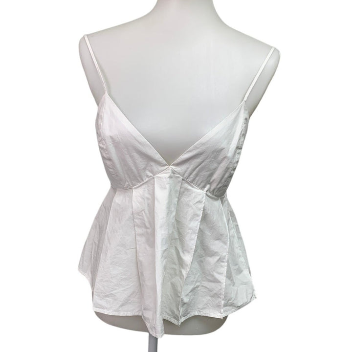 New American Eagle Womens Medium White Back Button Thin Strap Deep V Top