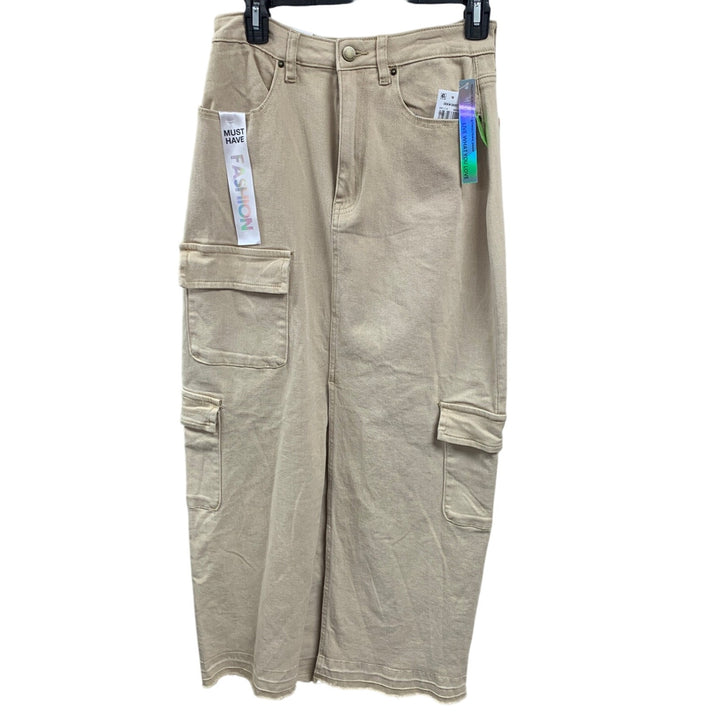New Tinseltown Juniors Size 7 Hi Rise Stretch Cotton Long Khaki Denim Maxi Skirt
