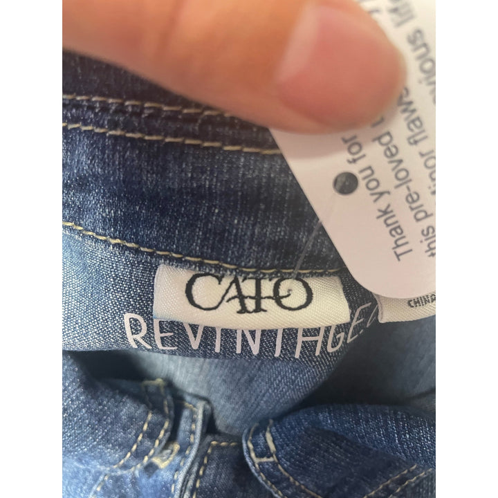 Cato Womens Small Cutoff Arms Hand Printed Upcycled Red Cardinal Bird Denim Vest