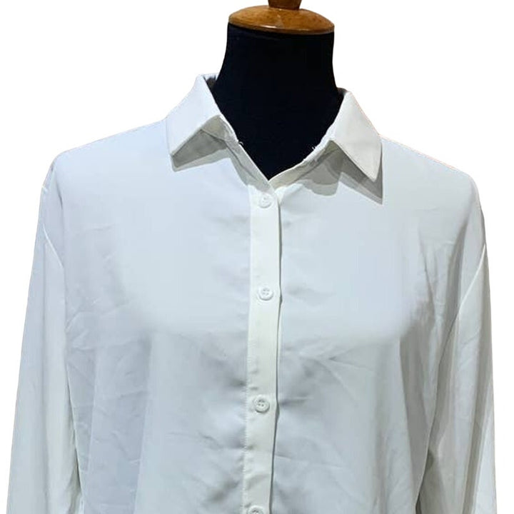 New Spring Season Womens Large Long Sleeve Polyester Button Down Career Blouse