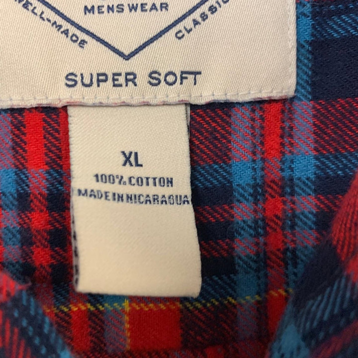 2 St Johns Bay Mens XL Red Green Plaid Super Soft Long Sleeve Button Up Shirts