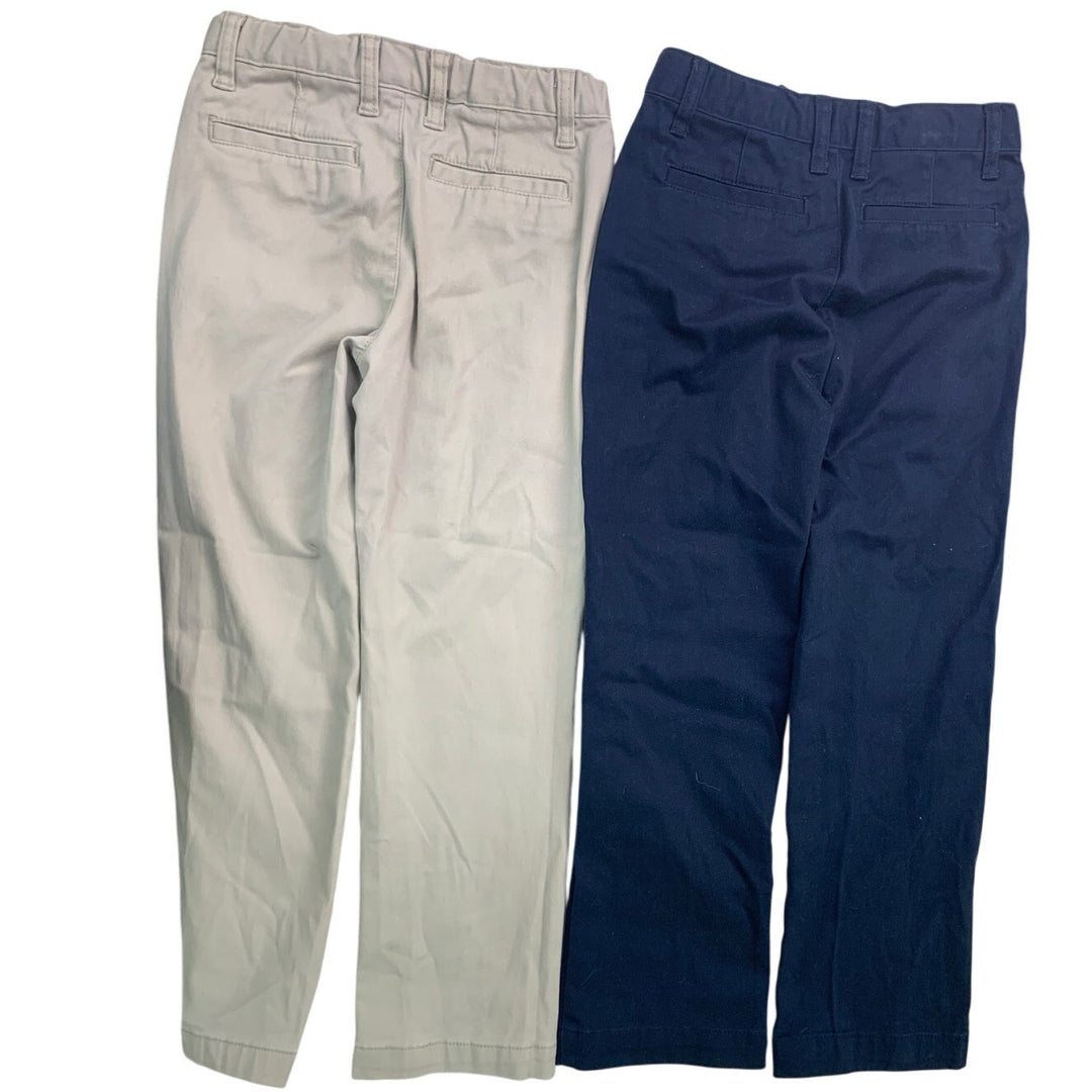 2 New Cat &amp; Jack Girls 7 Cotton Blend Adjustable Waist Straight Khaki Navy Pants