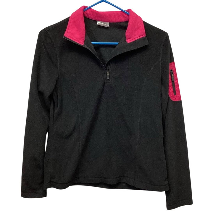 Danskin Now Womens Small Long Sleeve 100% Polyester 1/4 Zip Pullover Arm Pocket
