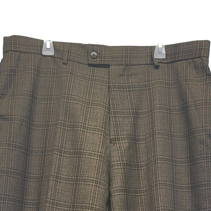 Stacy Adams Mens 42X32 100% Rayon Plaid Multi Pocket Flat Front Dress Pants