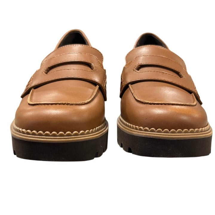 New Vionic Womens Size 6.5 Chestnut Brown Leather Fillmore Slide On Loafer Shoes
