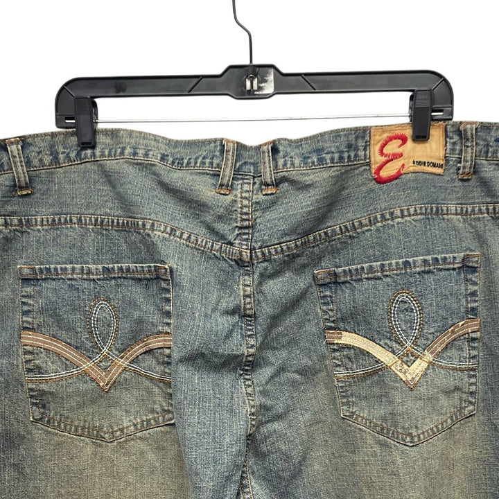 Eddie Domani Mens Jeans 52 / 32 Distressed Weathered Cotton Blend Denim Jeans