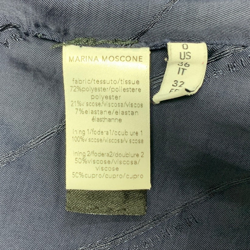 Marina Moscone Womens Size 0 Navy Blue Patch Pocket Single Button Blazer Jacket