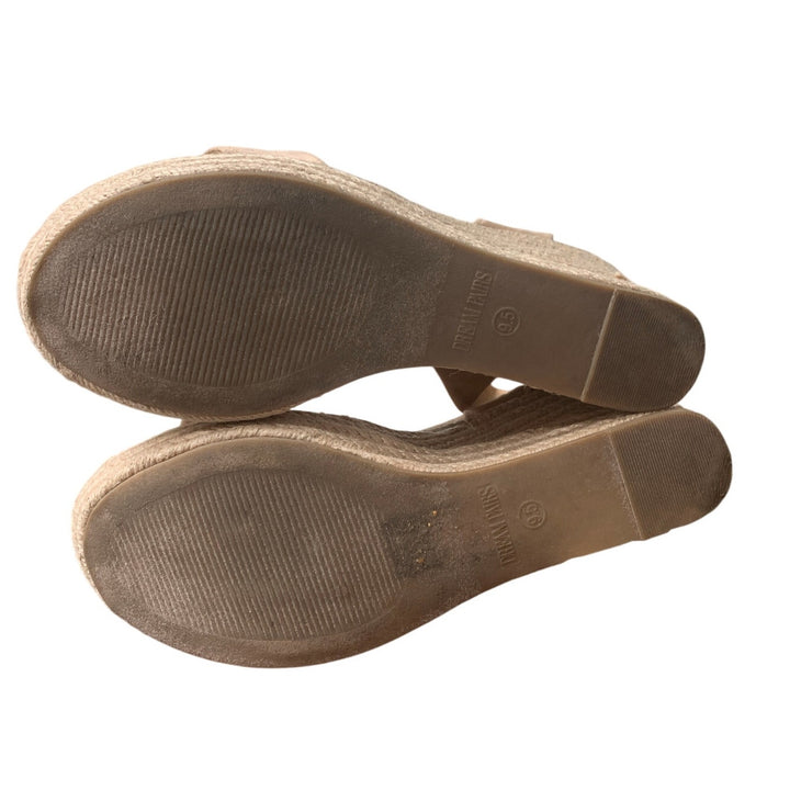 Dream Pairs Womens Size 9 Tan Faux Suede Open Toe 4.25" Wedge Espadrille Shoes