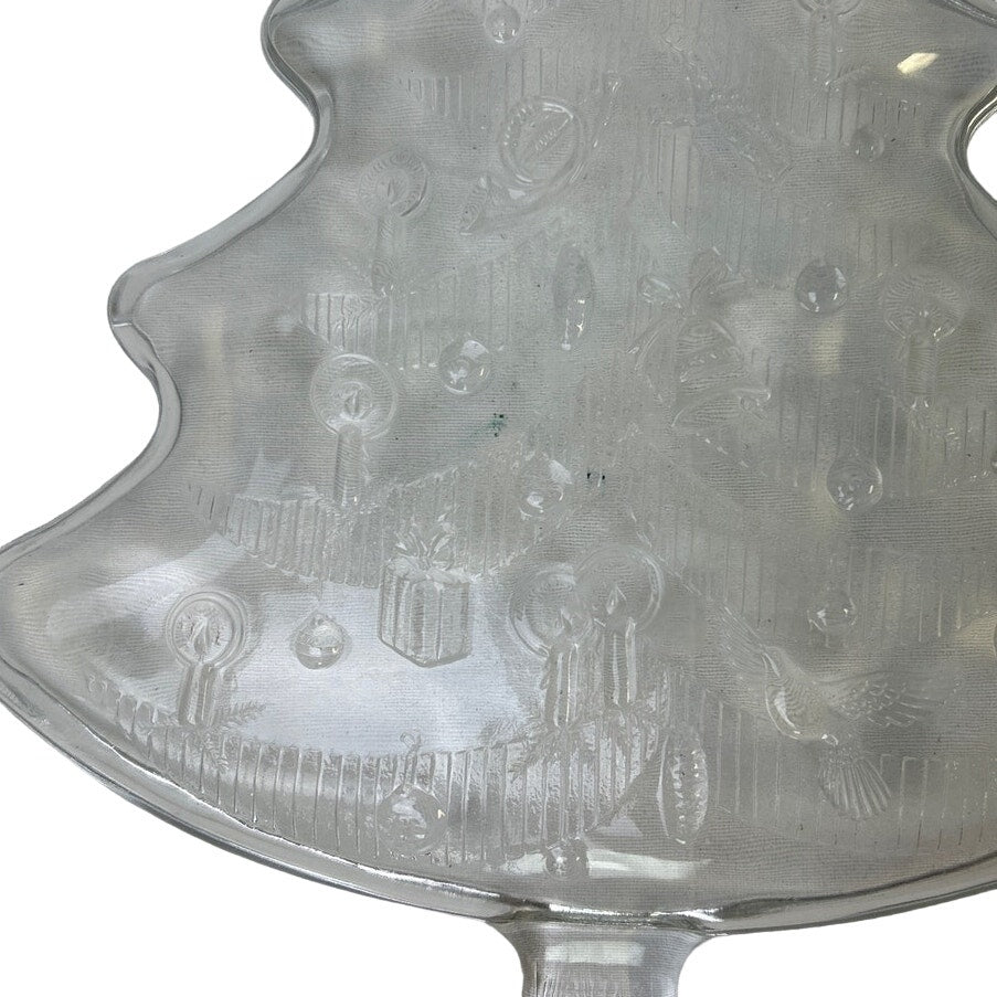 Vintage Glass Christmas Tree Ornaments Candles Clear Cookie Serving Dish Tray