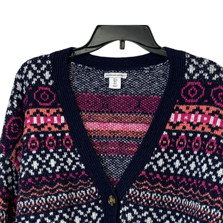 Cupcakes and Cashmere Womens Large Long Sleeve Button Up Cardigan Sweater
