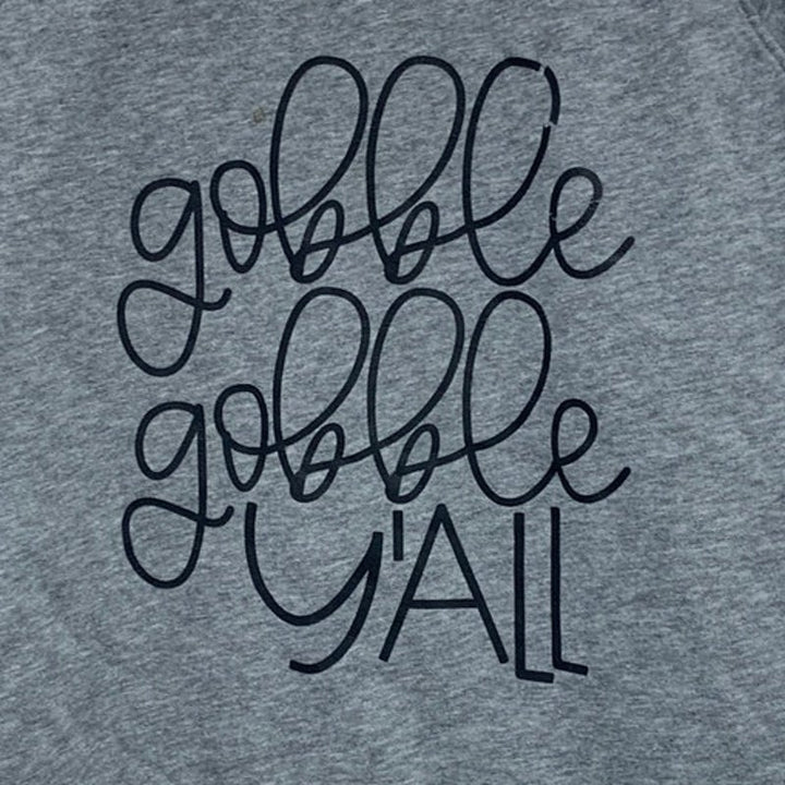 Upcycled Hand Printed Womens Medium Gray Gobble Y&