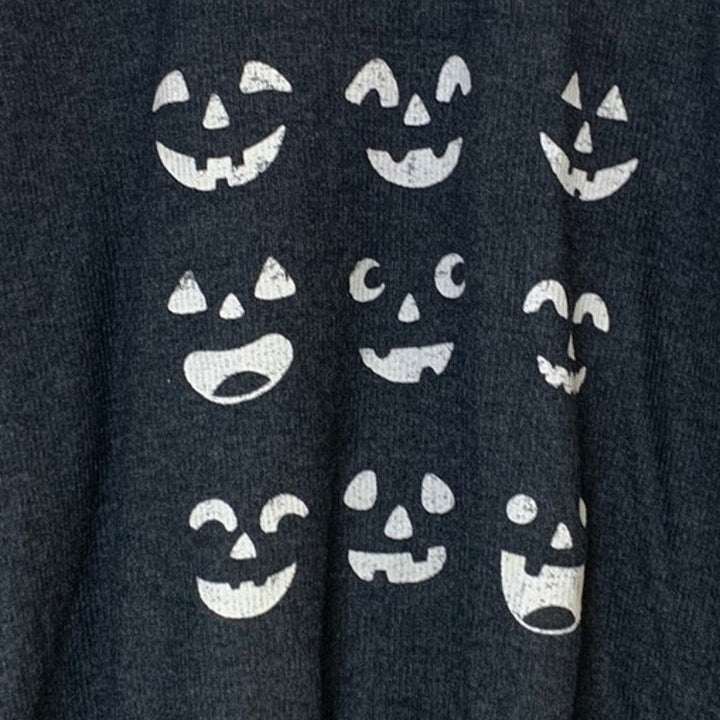 Maurices Womens 2X Pumpkin Faces Halloween Long Sleeve Ribbed Sweatshirt