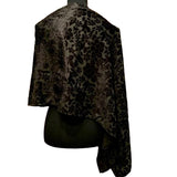Handmade Upcycled Black Floral Flocked Lightweight Shimmery Flowers Poncho
