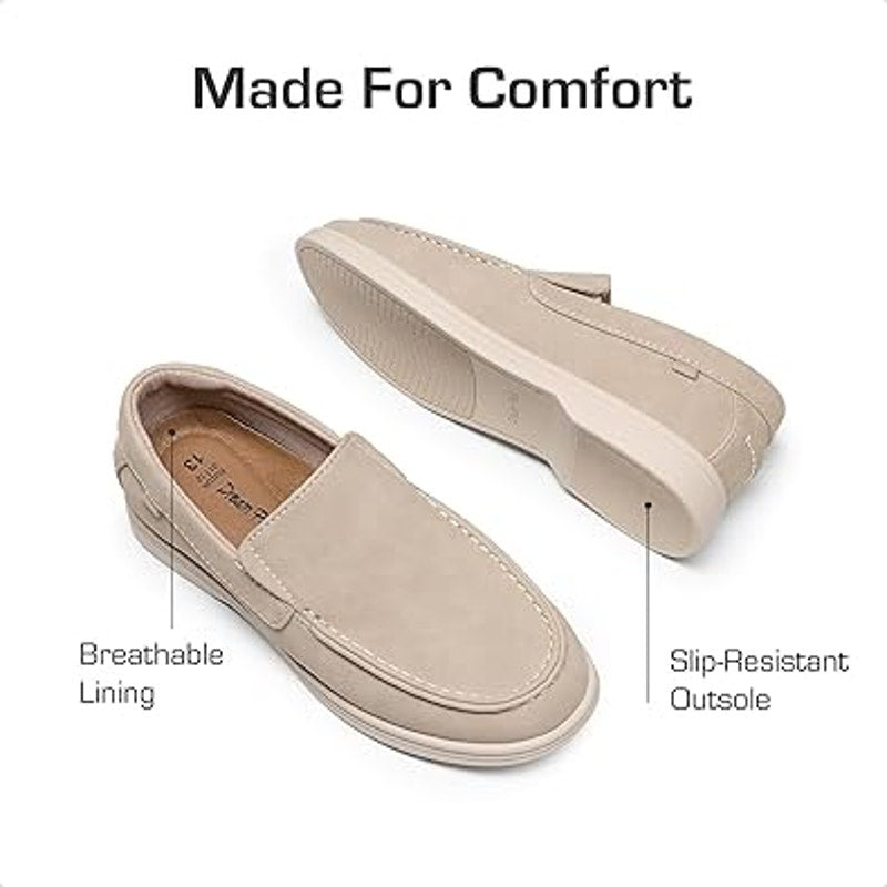 Dream Pairs Big Boys Size 4 Tan Faux Suede Slip On Loafers Casual Flat Shoes