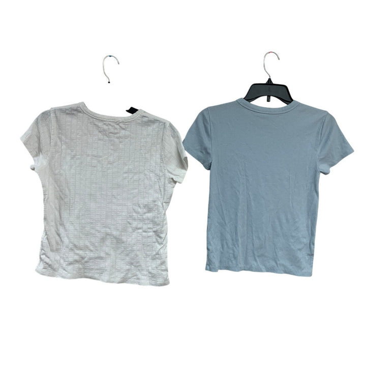 2 New Aerie Womens Small Short Sleeve Ribbed Textured  Crew Neck Tee Shirt Tops