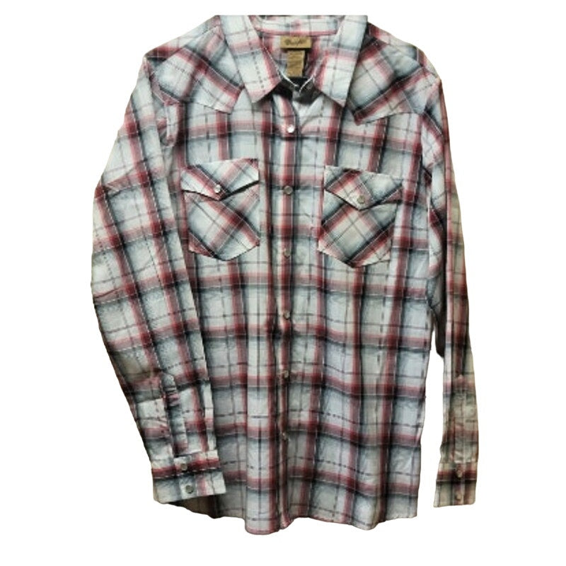 Wrangler Mens XL Long Sleeve Plaid Pearl Snap Up Western Cotton Blend Shirt